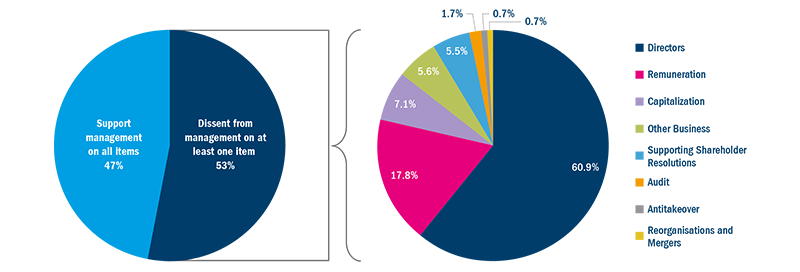 En corporate responsibility proxy voting pie chart