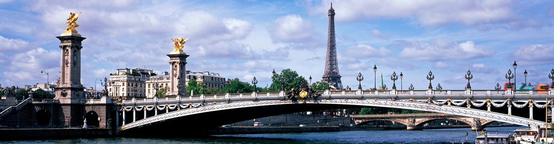 Bridge in Paris overlooking the Eiffel Tower